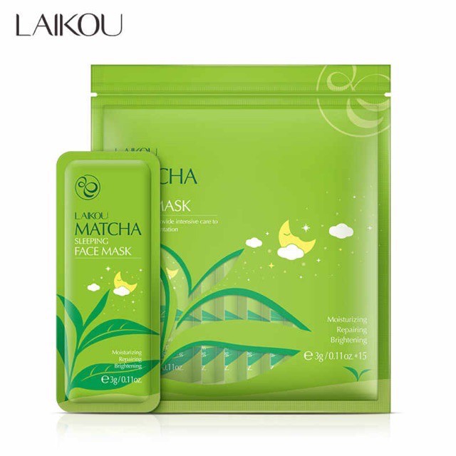 Mặt nạ ngủ Laikou trà xanh Matcha Sleeping Face Mask (túi 15 mask)