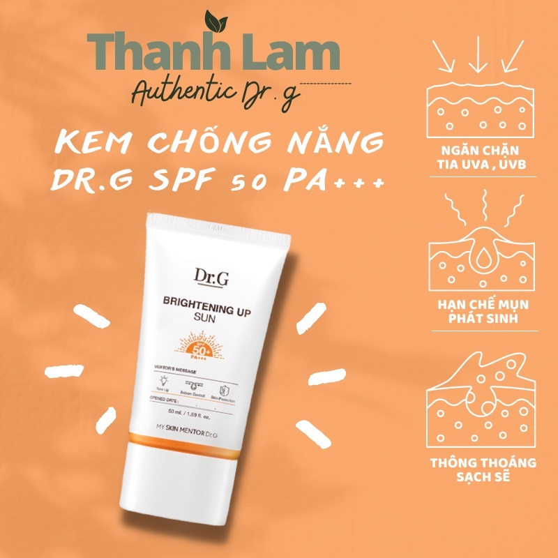 Kem chống nắng vật lí Dr.G Hàn Quốc kiềm dầu phù hợp da nhạy cảm 50ml