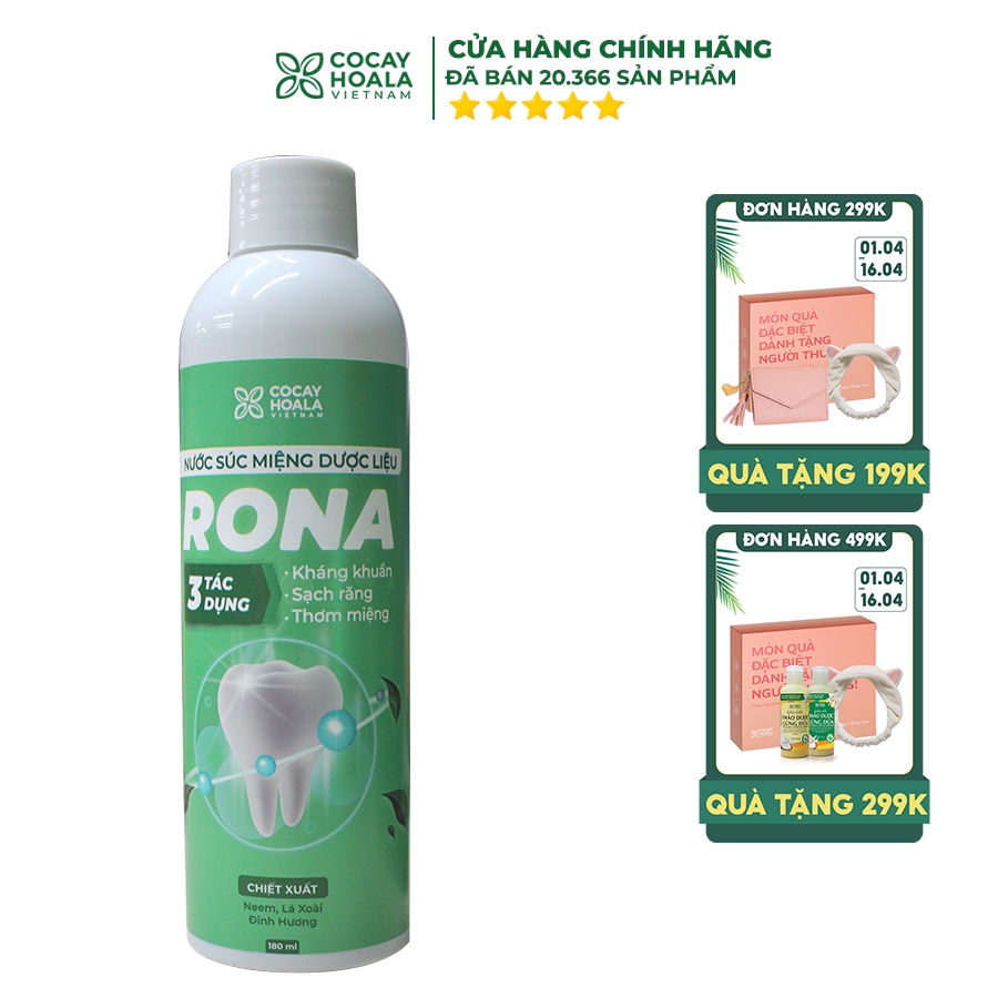 [Mua 5 tặng 1] Nước súc miệng dược liệu R.o.n.a CoCayHoaLa-Khử mùi-Sạch bay hôi miệng- Chặn ngay nhiệt miệng-150ml