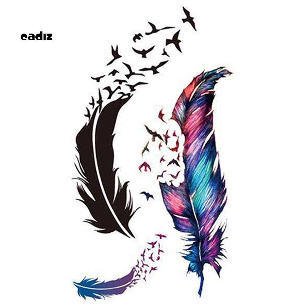 Hình Xăm Dán Tạm Thời Hình Lông Vũ 3D Nhiều Màu Sắc Chống Nước Có Thể Tháo Gỡ