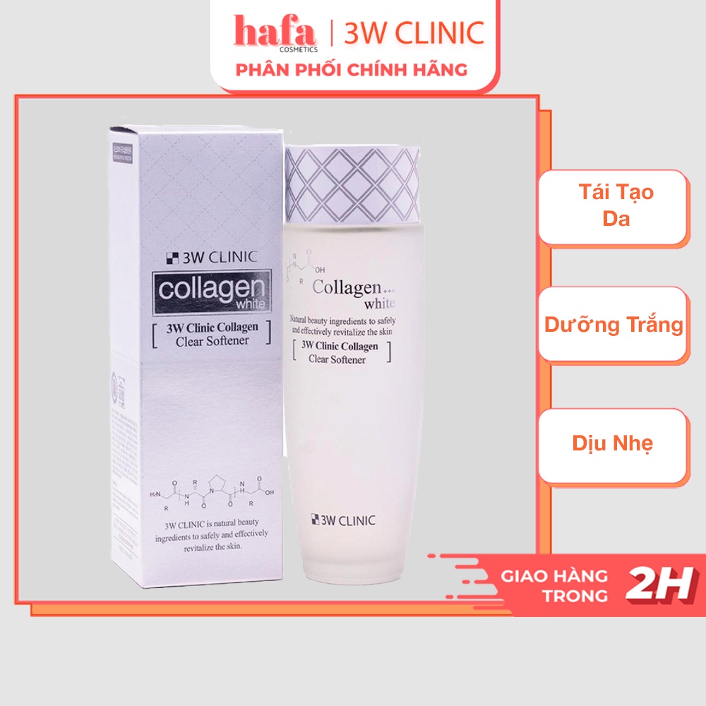 Nước hoa hồng dưỡng trắng, tái tạo da 3W Clinic Collagen White Clear Softener 150ml _ 3W Clinic Chính Hãng