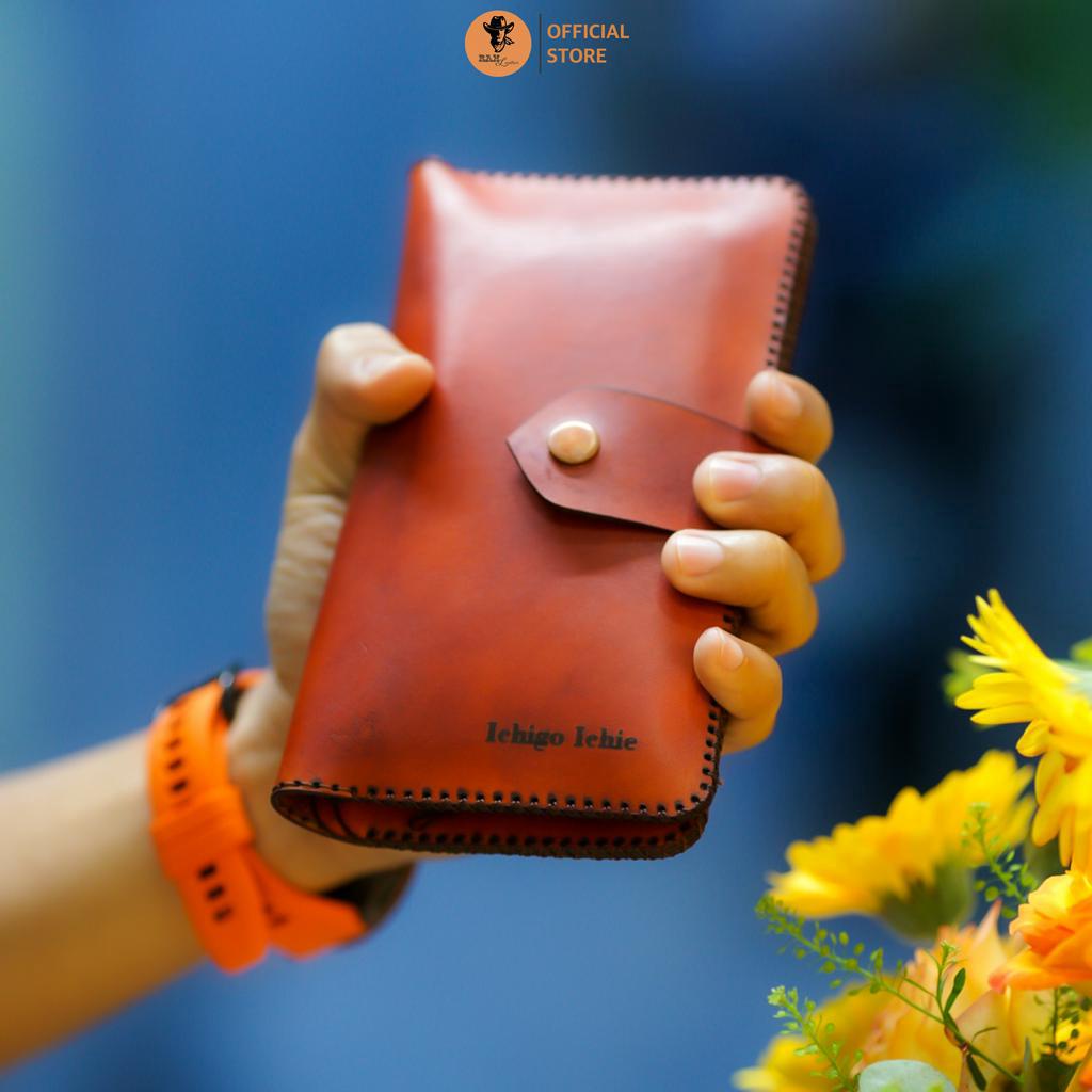Ví dài da bò vegtan nhuộm thủ công màu cam - RAM Leather