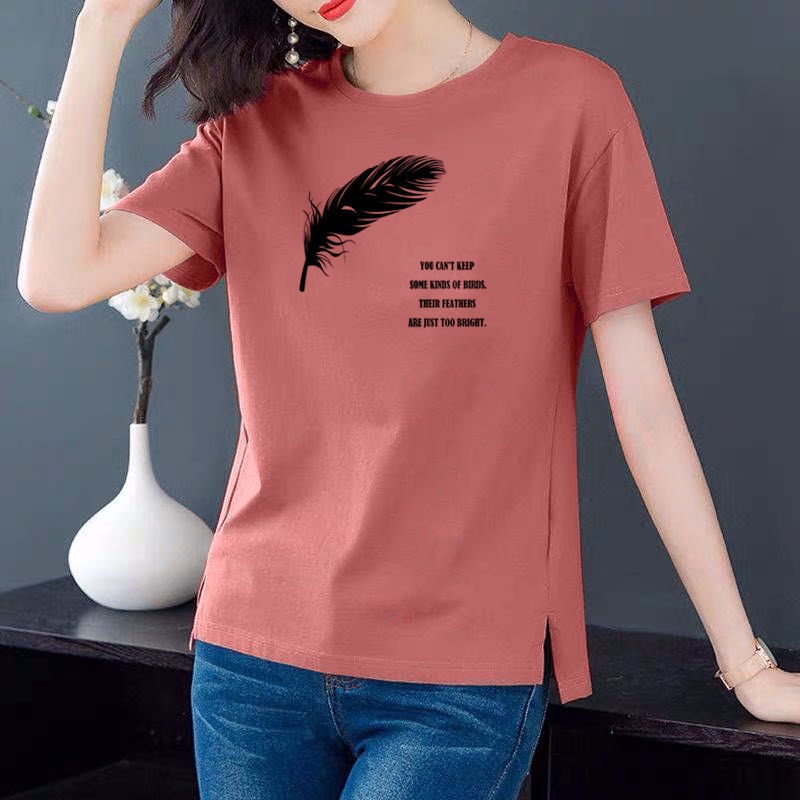 Thời Trang Áo Thun Tay Ngắn Dáng Rộng Chất Liệu Cotton In Họa Tiết Độc Đáo Cho Nữ