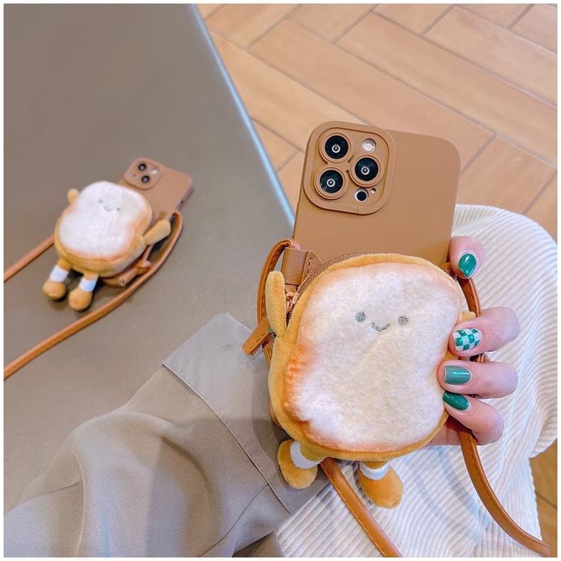 Ốp Điện Thoại Mềm Hình Bánh Mì Nướng Gắn Dây Đeo Cho iphone 12 pro max 11 pro max xs max xr x 7 8 plus 14proamx