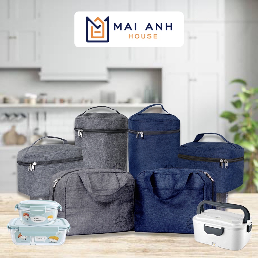 Túi giữ nhiệt đựng hộp cơm đồ ăn có khóa kéo 3 lớp giữ nhiệt kiểu xuất Nhật dày dặn nhiều kích cỡ Mai Anh House