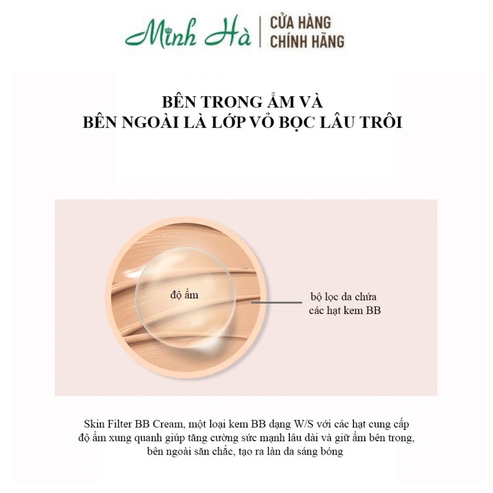 Kem nền Bom Skin Filter BB cream màu Filter Light 40ml che phủ khuyết điểm hoàn hảo