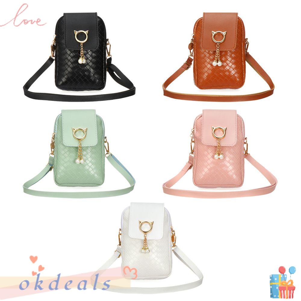Túi Đeo Chéo Mini Bằng Da PU Đính Tua Rua Và Ngọc Trai Thời Trang Cho Nữ