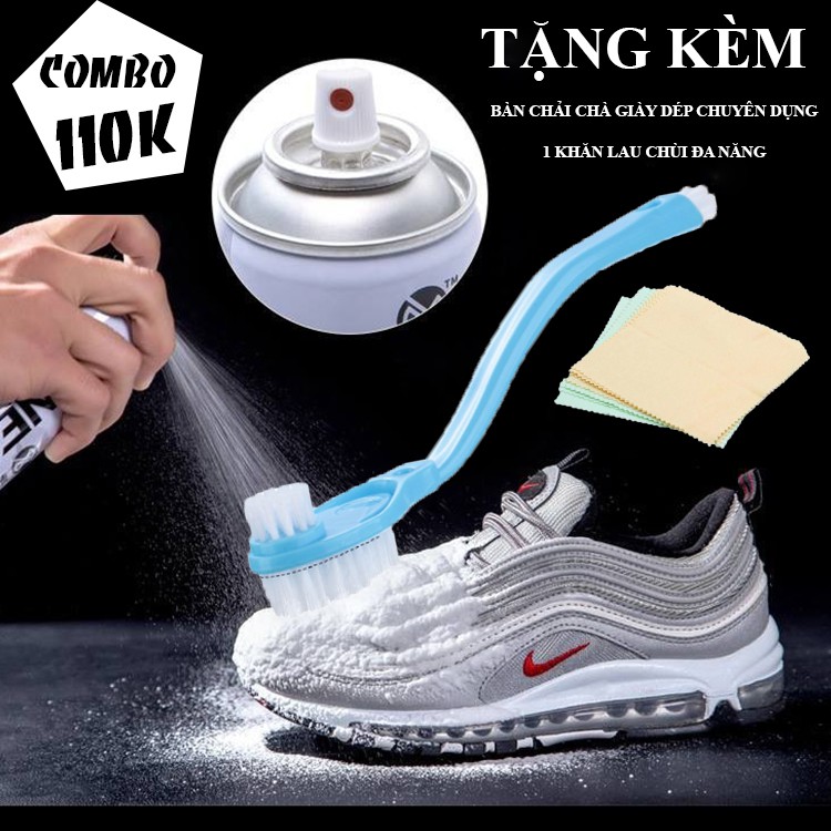 Bình Xịt Vệ Sinh Giày Sneaker  Cao Cấp Tặng Kèm Bàn Chải Chà Dày Giép Chuyên Dụng và Khăn Lau Đa Năng