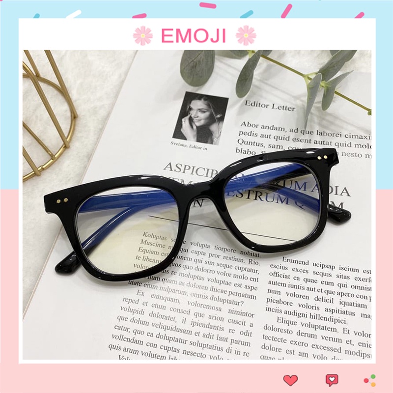 Kính giả cận chữ V mắt kính không độ chống ánh sáng xanh phong cách Hàn Quốc đẹp giá rẻ EMOJI 047