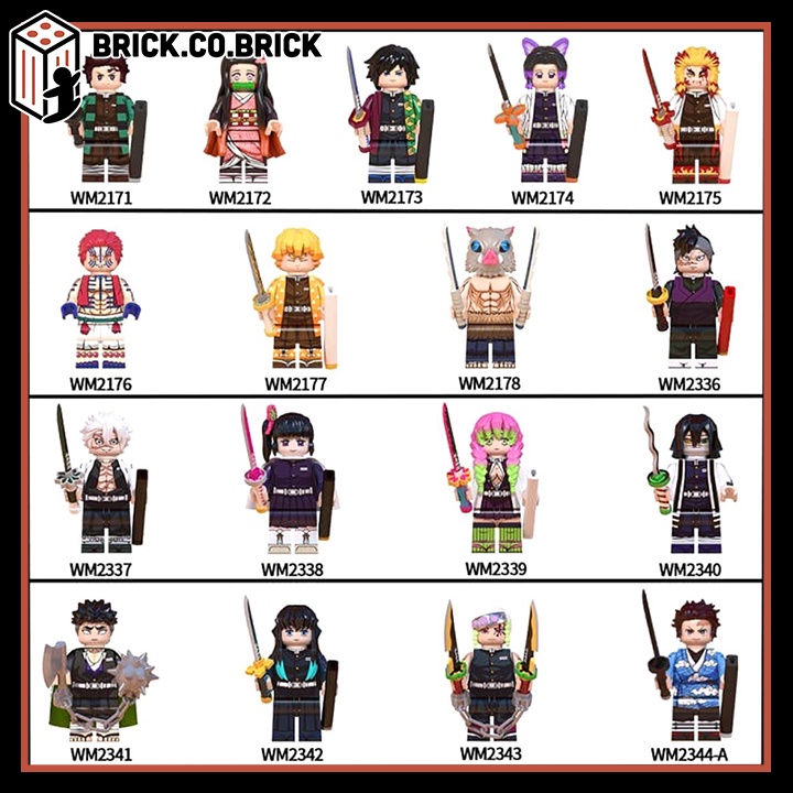 Demon Slayer Minifigure Thanh Guơm Diệt Quỷ Lắp ráp Mô hình Anime Kimetsu No Yaiba Kèm Phụ Kiện Cực Chất