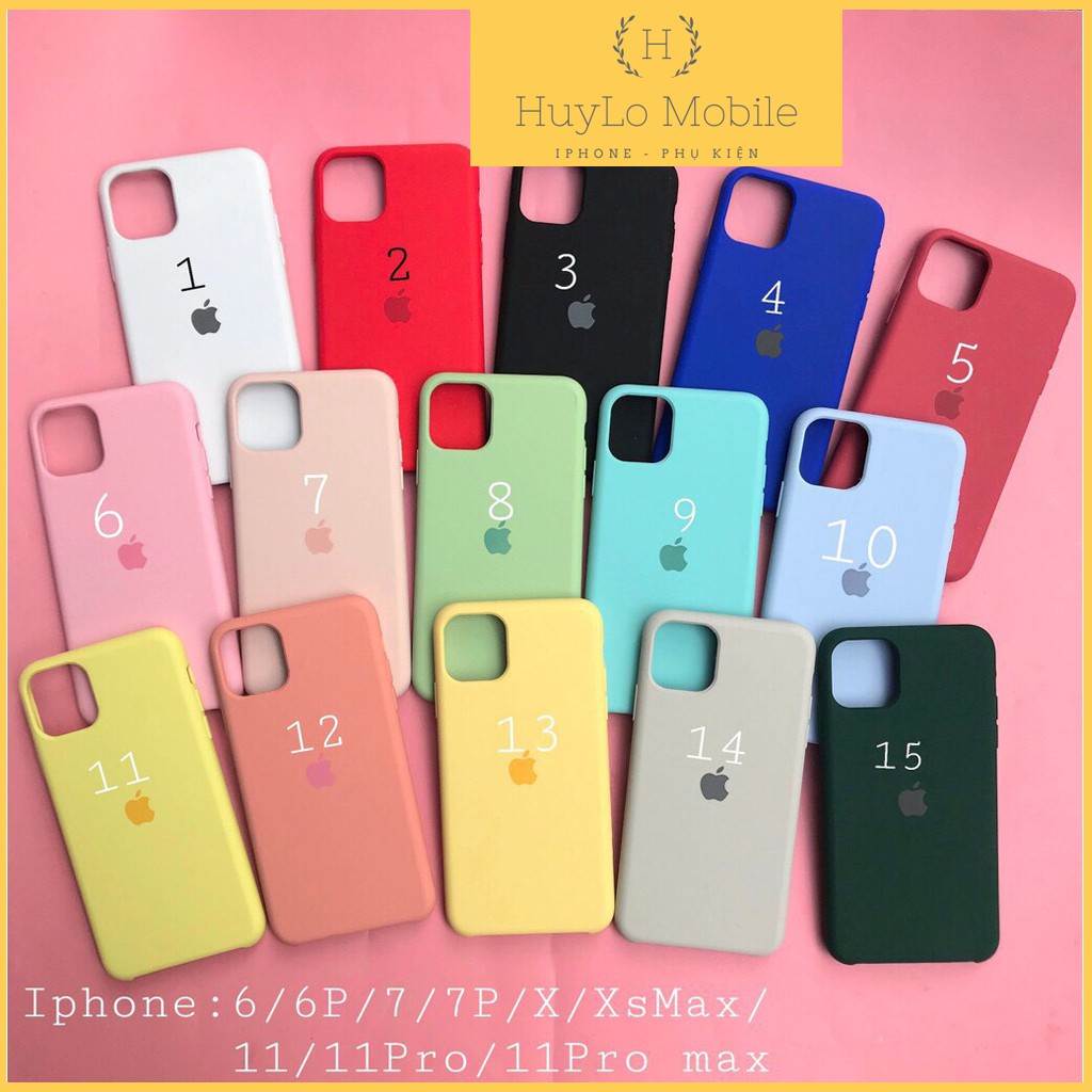 Ốp Chống Bẩn Logo Táo Cho iPhone 6/6s/6s Plus - 7/8/7 Plus/8 Plus - X/Xs/Xs Max - 11/11 Pro/11 Pro Max Đủ 15 Màu