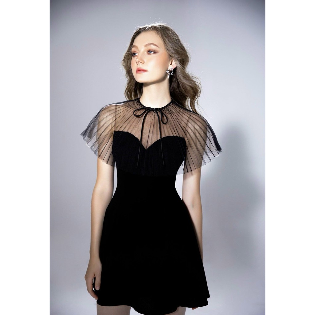 Đầm dự tiệc đen phối lưới dập li | BigBuy360 - bigbuy360.vn