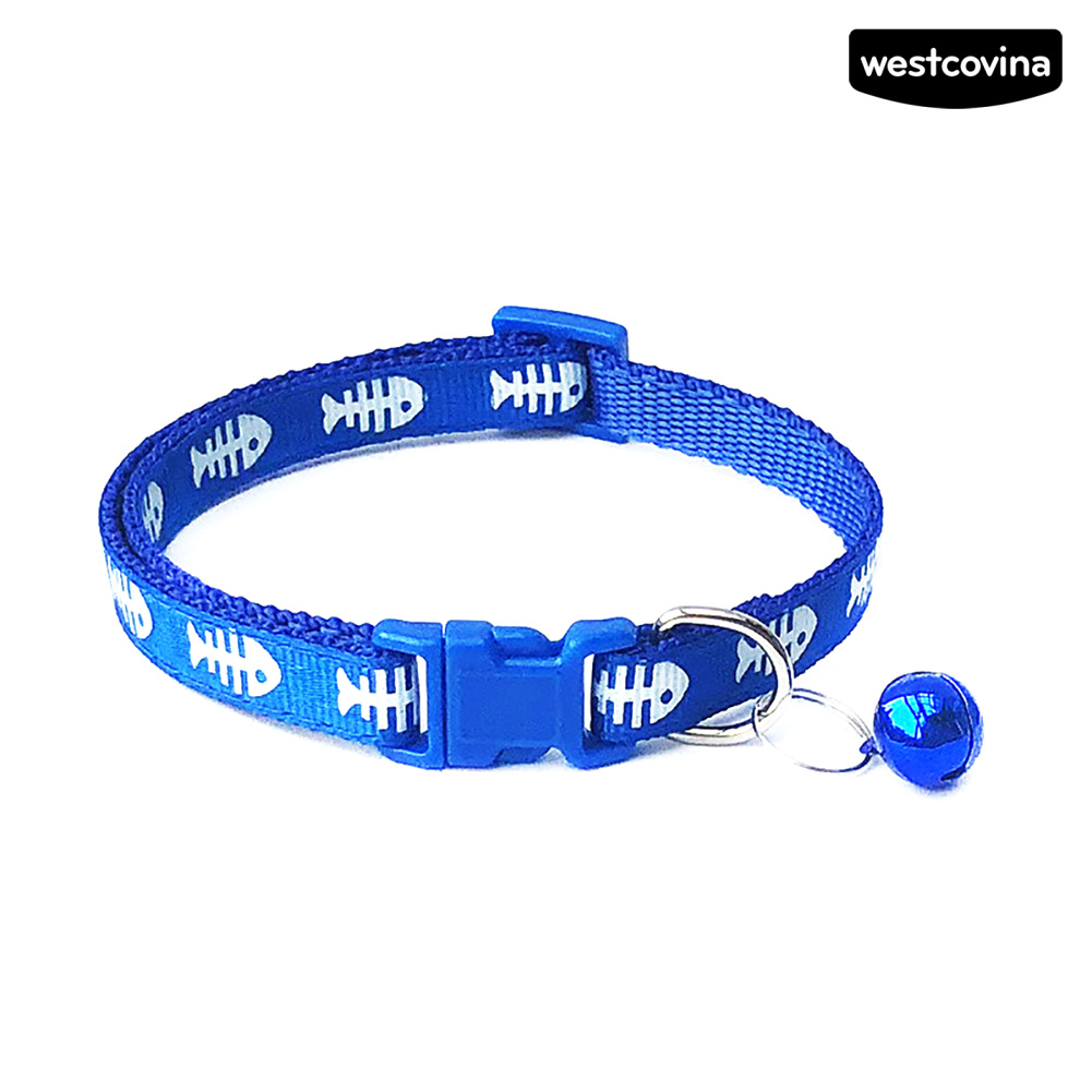 Vòng Cổ Gắn Chuông In Họa Tiết Xương Cá Có Thể Điều Chỉnh Cho Thú Cưng