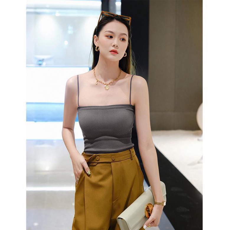 Áo Bra Nữ Quây Tăm 2 Dây Dáng Dài Có Mút Lót Gam Màu Patstel Quyến Rũ - 1880 mầu đen trắng coco land deal hot hủy