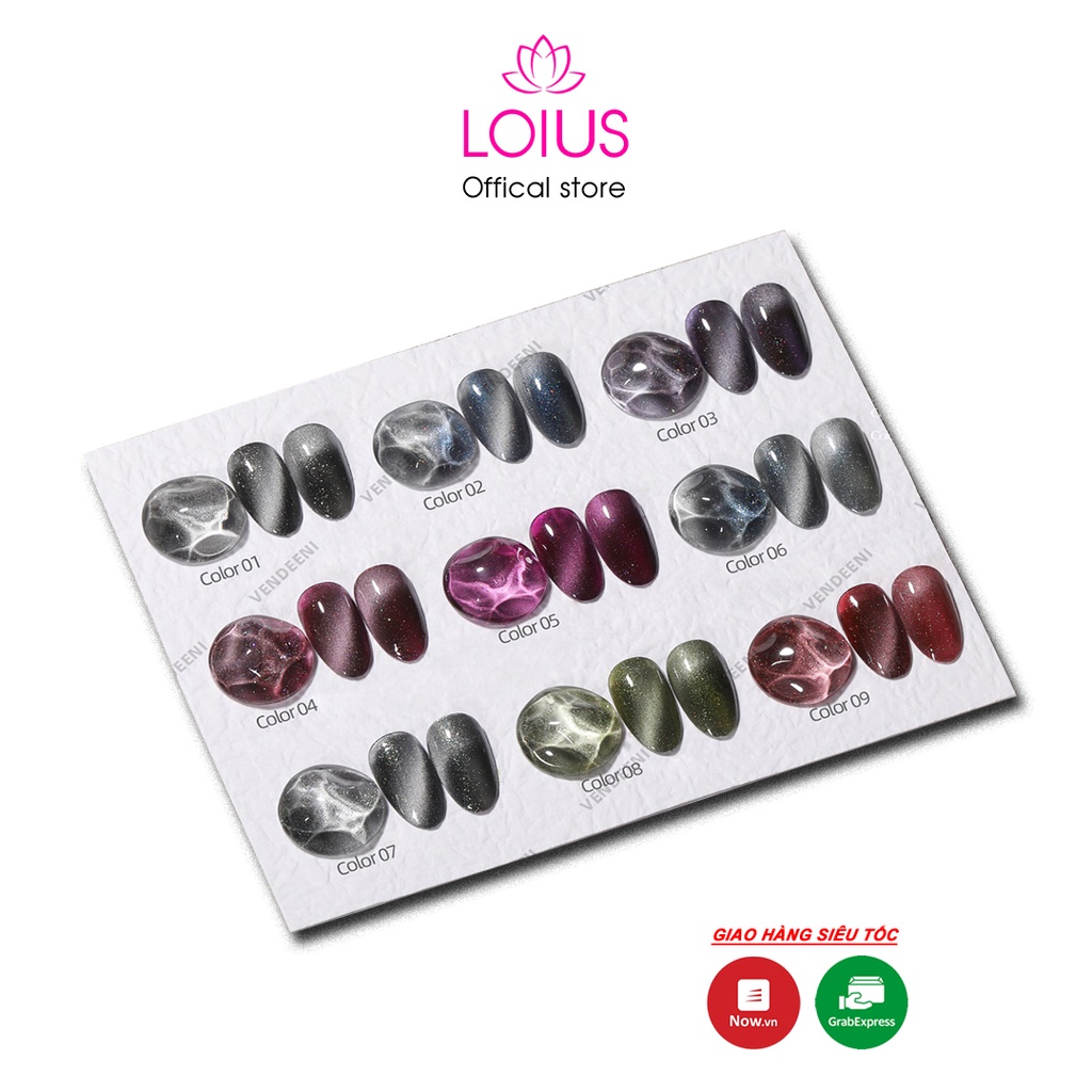 Set sơn gel mắt mèo cao cấp 9 màu Vendeeni mã A30 tặng kèm bảng màu