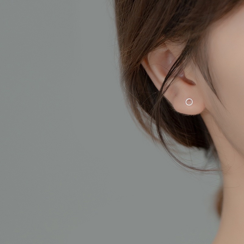 Khuyên tai bạc nữ DUYSON SILVER, Bông tai bạc mạ vàng hình khối đơn giản, xinh xắn