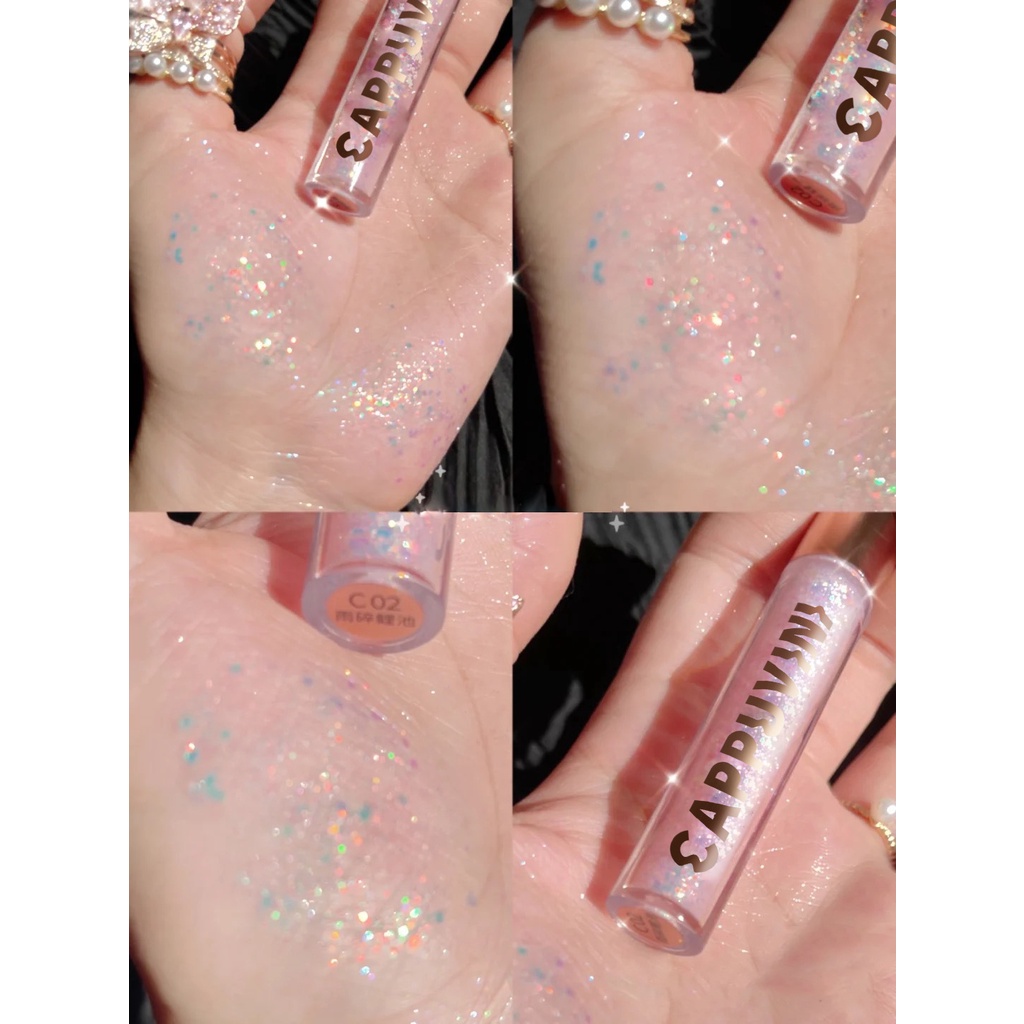 [Hàng mới về] Phấn mắt dạng lỏng màu nhũ lấp lánh nhanh khô trang điểm xinh xắn