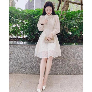 [CÓ ẢNH THẬT] ĐẦM REN TAY DÀI CỔ SEN