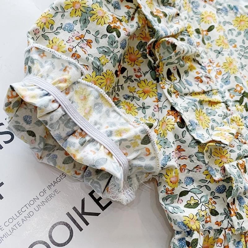 Đầm Cotton Không Tay Họa Tiết Hoa Cho Bé Gái