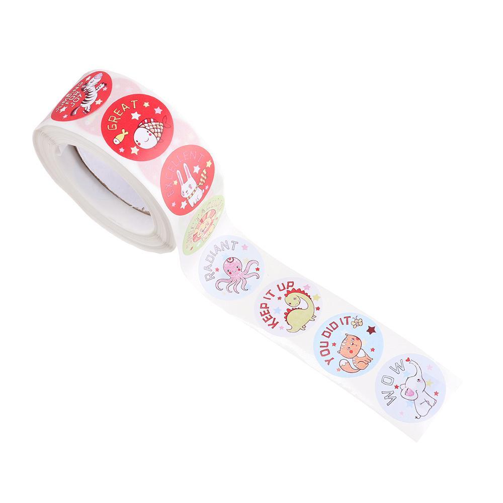 Cuộn 500 Nhãn Dán Khen Thưởng Hình Động Vật Dễ Thương Cho Bé|Nhãn Dán Đánh Dấu Tiện Dụng