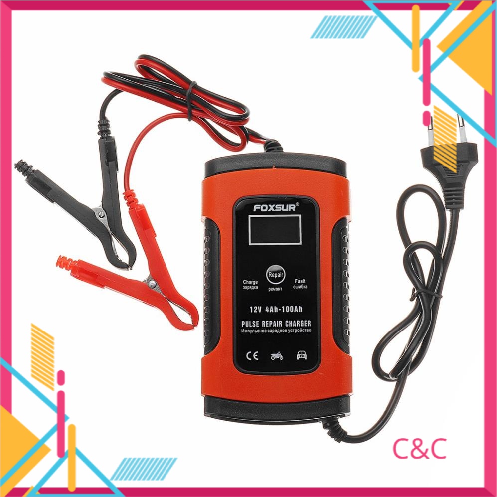 sạc bình ắc quy 12v 100Ah foxsur có khử sunfat