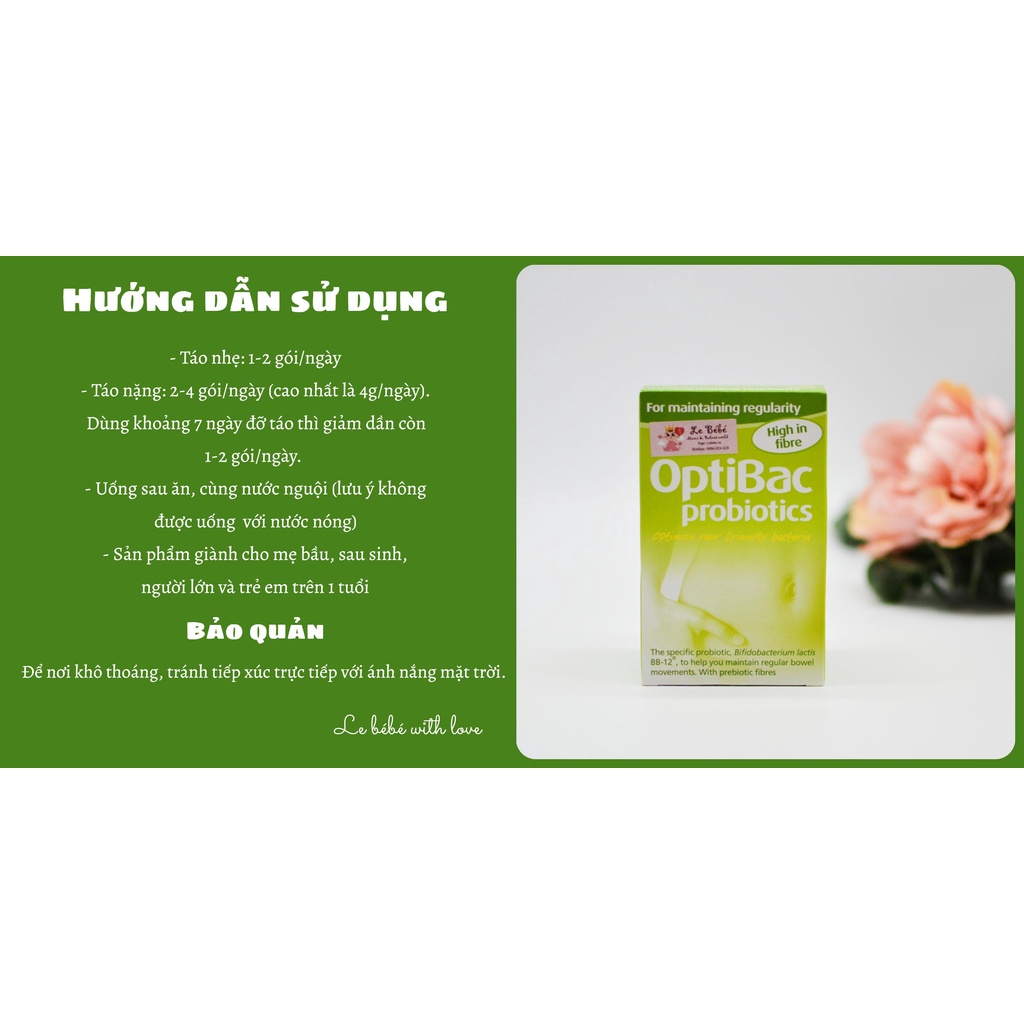 Men vi sinh Optibac xanh táo Optibac Probiotics ( 30 gói)