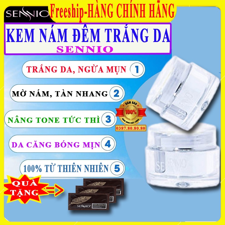 Kem nám tàn nhang hàn quốc cao cấp/ Kem nám đêm sennio dưỡng trắng căng bóng da, Se khít lỗ chân lông