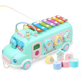 Xe Bus thả hình khối kèm đàn - quà tặng Bobby