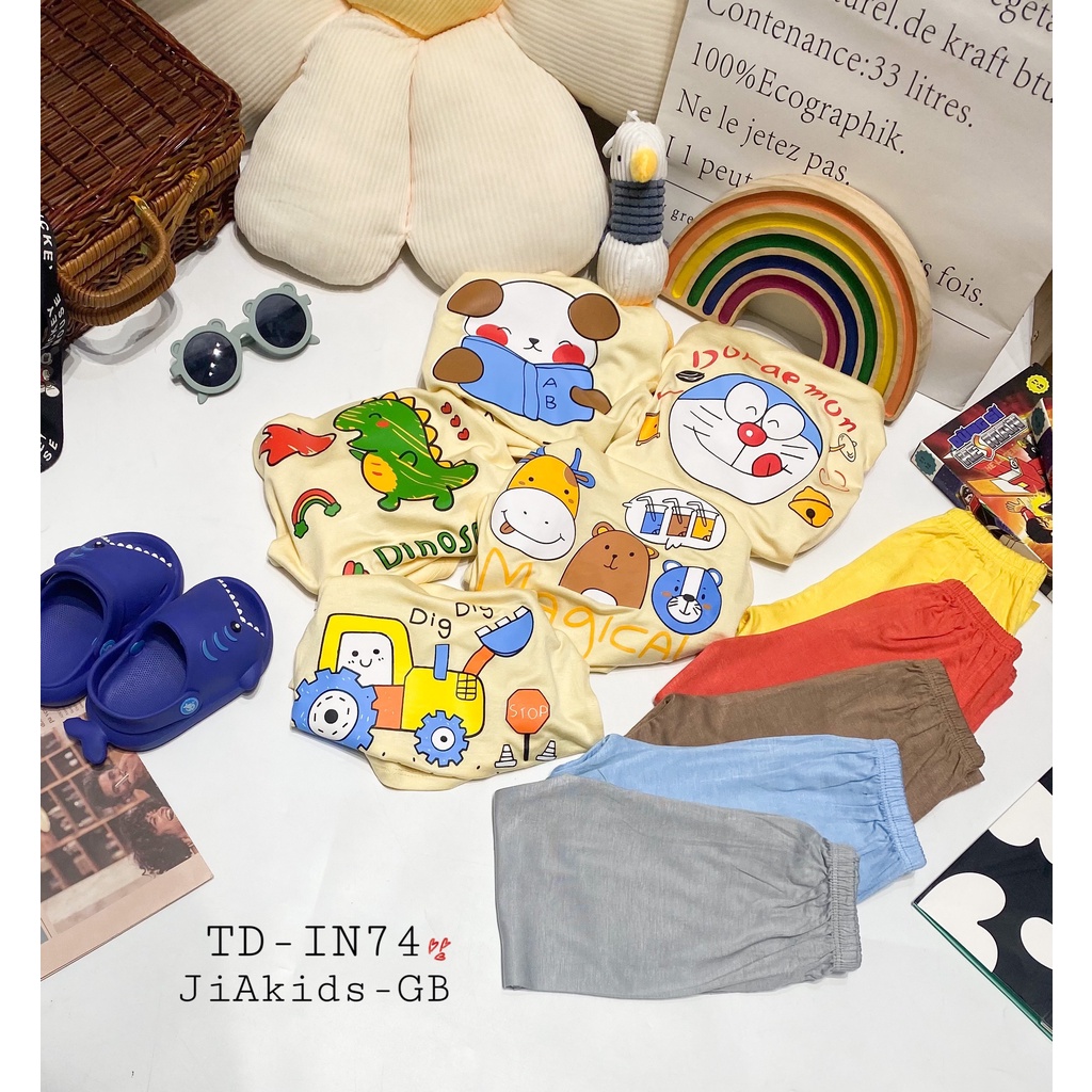 [SALE] Bộ Thun Lạnh Dài Tay Cho Bé Trai, Bé Gái Minky Mom Hoạ Tiết Doraemon Tay Giáp Lăng,Đồ Bộ Cho Bé Mặc Nhà MKMTD2241