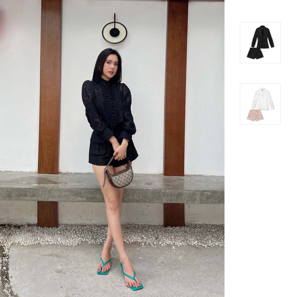 Set Nữ Áo Lace Flower, Chất Vải Thoải Mái, WSD000340, SOMEHOW
