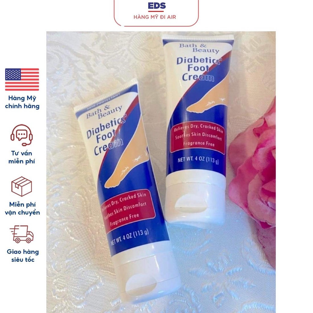 Kem giảm nứt nẻ khô da gót chân dùng được cho người bị tiểu đường Bath&Beaty Diabetics' Foot Cream - EDS Hàng Mỹ