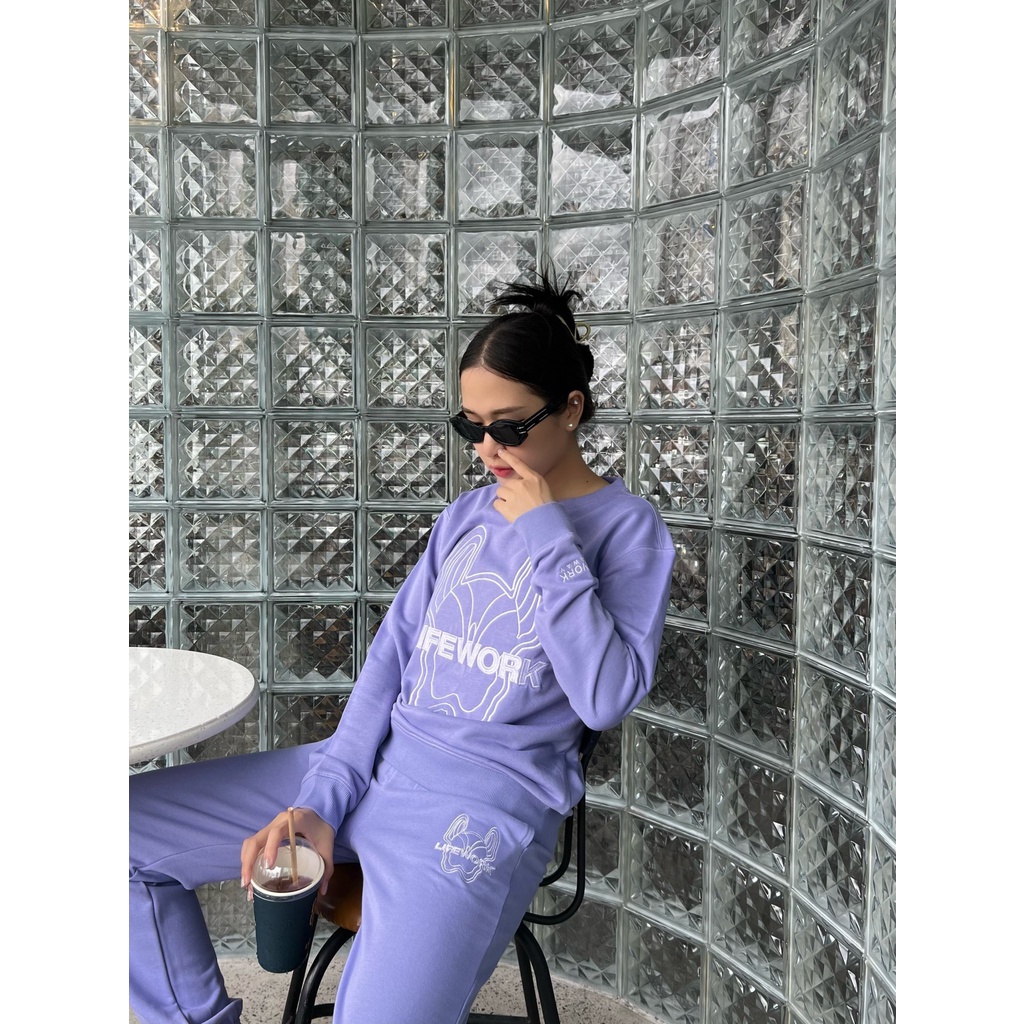 (HÀNG XUẤT XỊN) Áo tay dài Thêu Hình Lifework, Logo Thêu Sắc nét Full tag-code Size S M L 4 Màu: ĐEN, TÍM, XANH RÊU, KEM