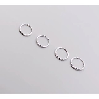 Khuyên tai bạcTLEE tròn trơn đơn giản basic TLEE JEWELRY B0324