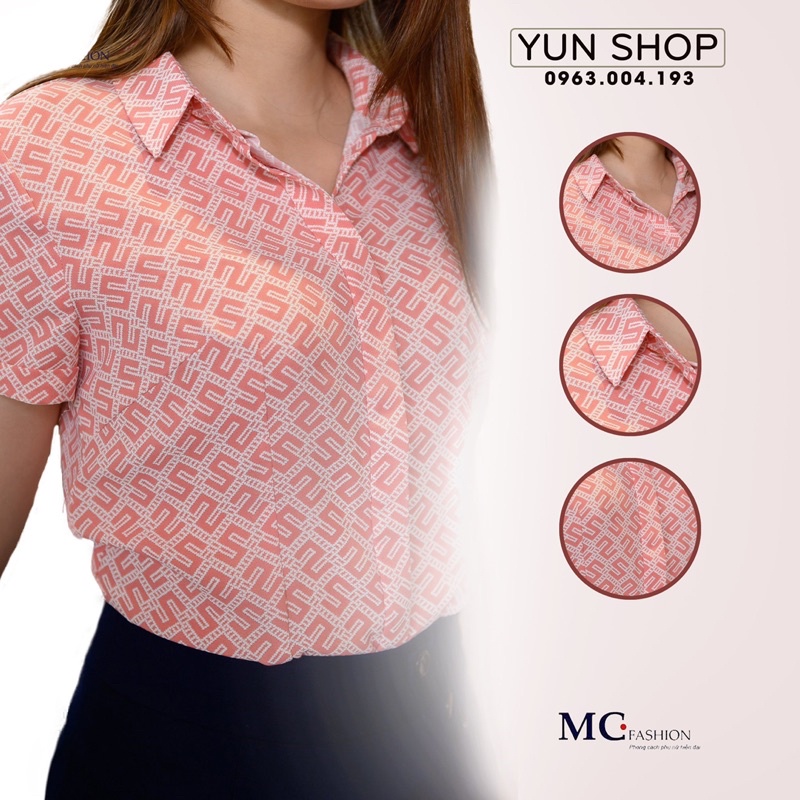 Áo Sơ Mi Công Sở Nữ, Áo Cộc Ngắn Tay MC fashion Hoạ Tiết Ô Van Nhẹ Nhàng A679