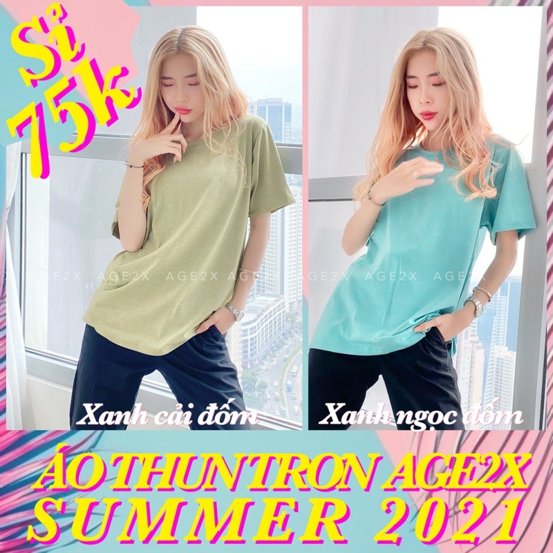 15 màu ĐỐM, Áo thun trơn AGE2X cổ tròn hàng VNXK Chất lượng cao, siêu thấm, siêu mát có giãn tốt dầy dặn