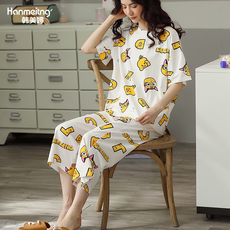 Bộ Quần Áo Ngủ Tay Ngắn Dáng Rộng Thiết Kế Xinh Xắn Đáng Yêu Cho Bạn Gái | BigBuy360 - bigbuy360.vn