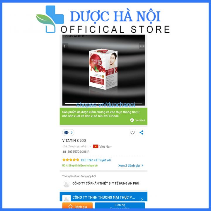 Viên uống trắng đẹp da collagen Vitamin E đỏ 500 đẹp da giảm lão hóa ngừa nám tàn nhang hộp 60 viên