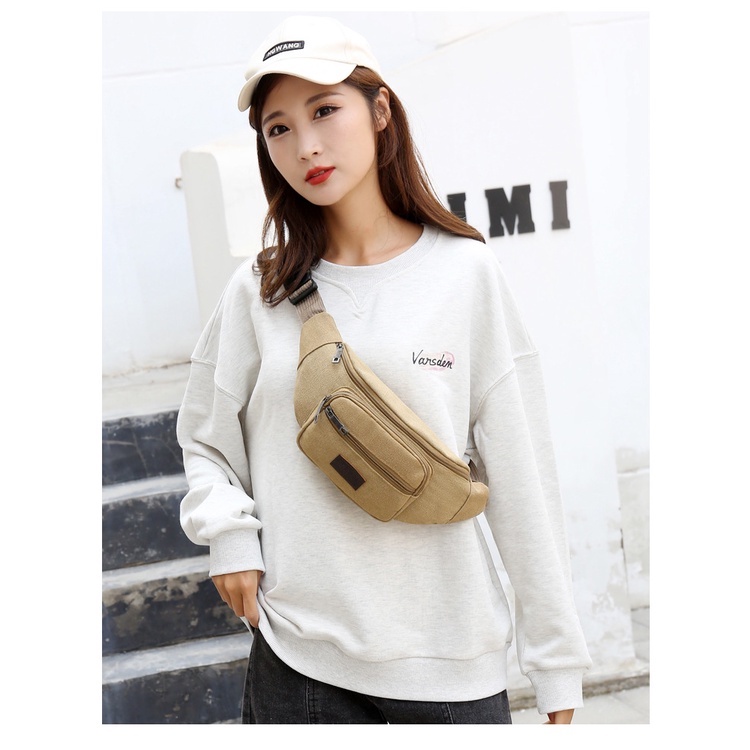 Túi bao tử, túi đeo chéo nam nữ vải Canvas Sport size 30cm TUI-14