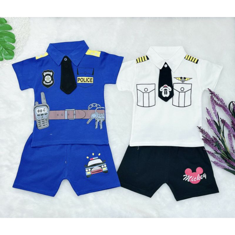 Bộ đồ cho bé trai chất coton co giãn 4 chiều mẫu POLIS từ 7-18kg