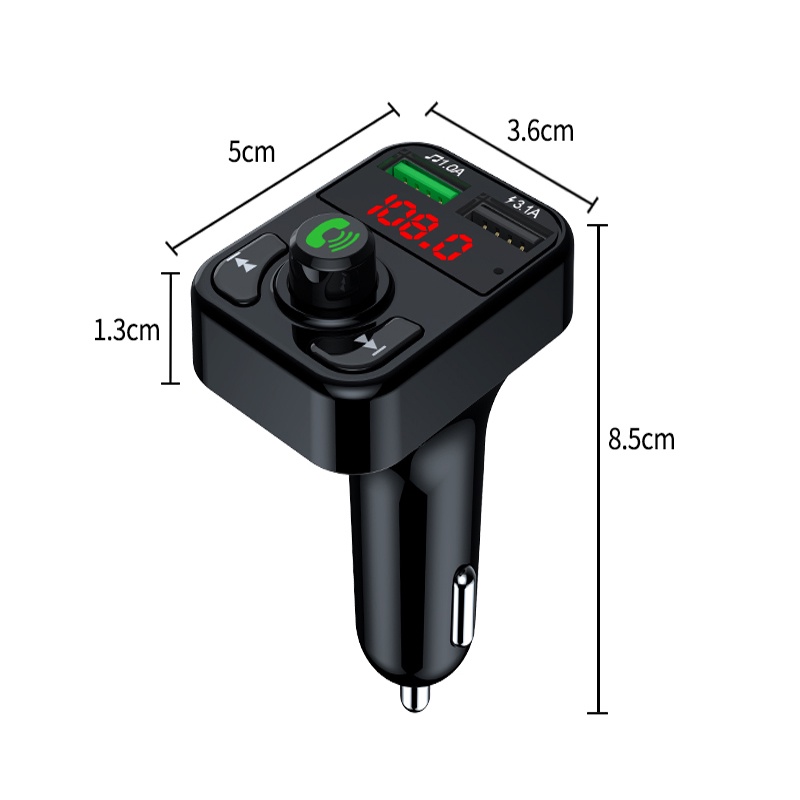 Tẩu Sạc Xe Hơi Bluetooth VITOG Kiêm Máy Phát FM Chuyên Dụng Gồm 2 Cổng USB