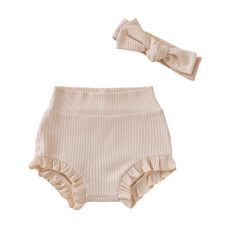 Quần đùi cho bé trai bé gái kèm Turban, mẫu quần chất vải thun gân co dãn siêu dễ thương từ 3-12kg