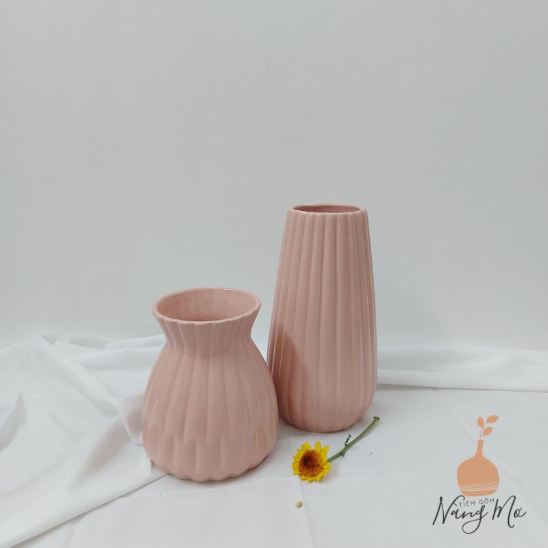 Lọ hoa trụ dài cao 25cm men mát Bát Tràng