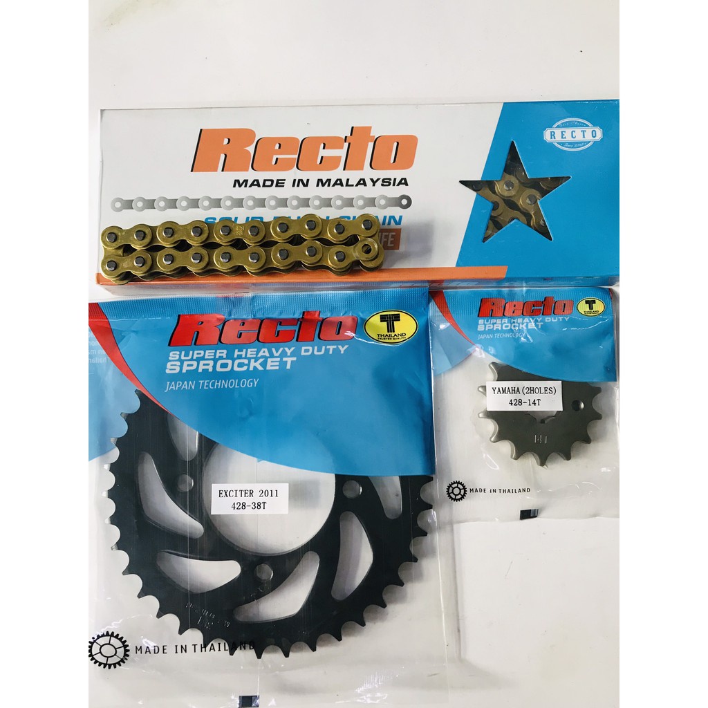 Bộ Nhông sên dĩa vàng Recto Exciter 135, Sirius, Taurus “ đĩa Size 28 => 45 “