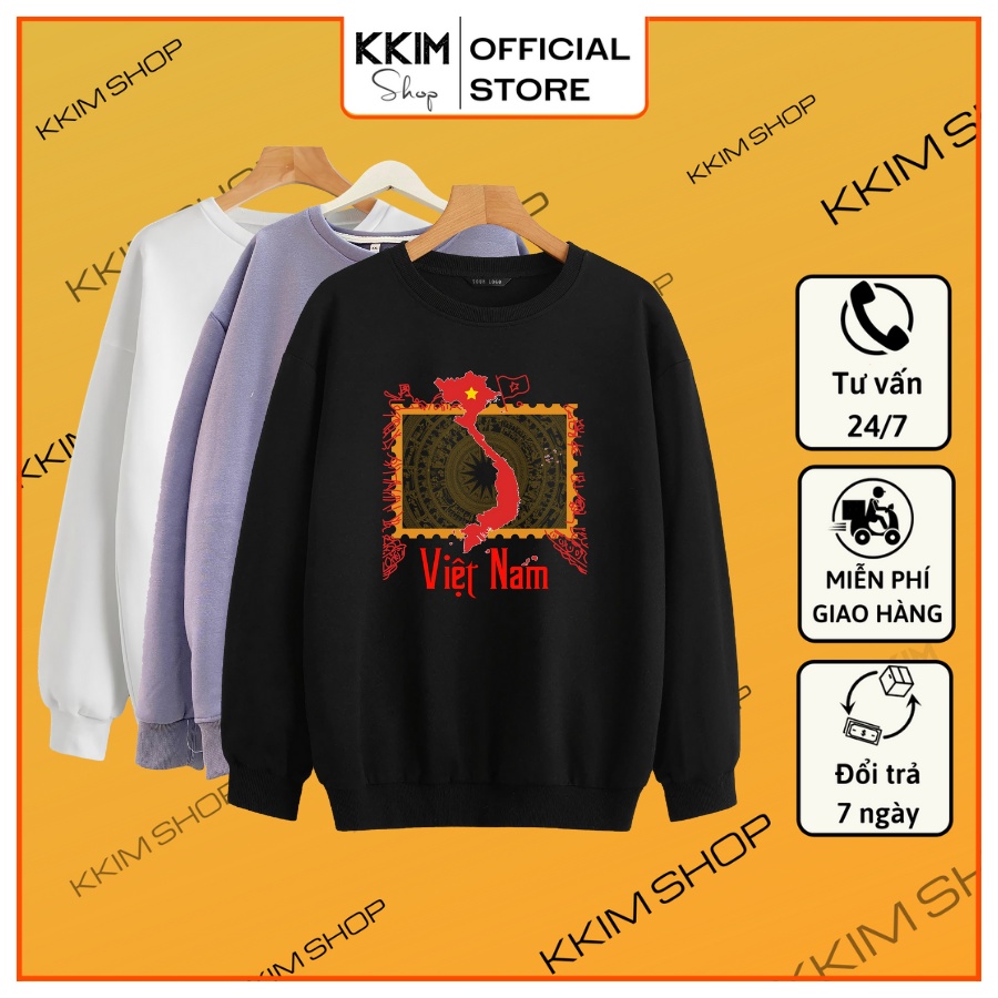 Áo Nỉ Sweater SỬ VIỆT oversize, Chất Nỉ Bông cao cấp, Dài Tay Form Rộng, Unisex Nam Nữ. KKimShop