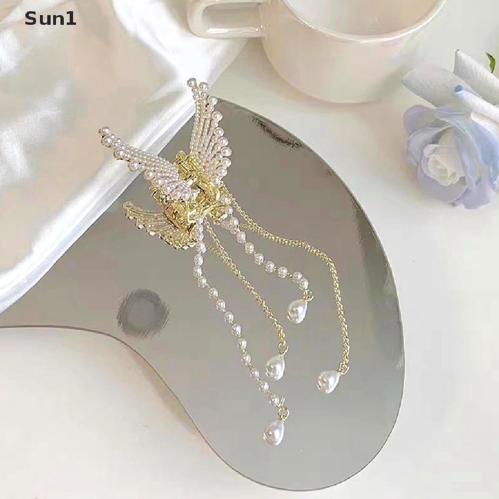 Sun1 &gt; Kẹp Tóc Càng Cua Đính Ngọc Trai Hình Bướm Cho Nữ