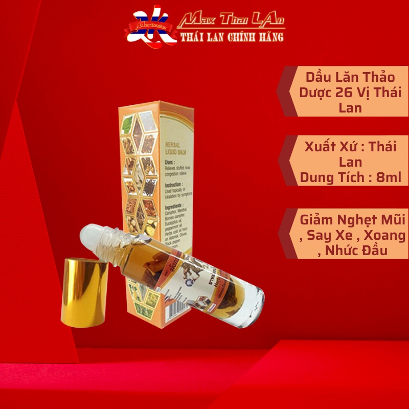 01 Dầu lăn hít 26 vị thảo dược OTOP Thái Lan 8ml