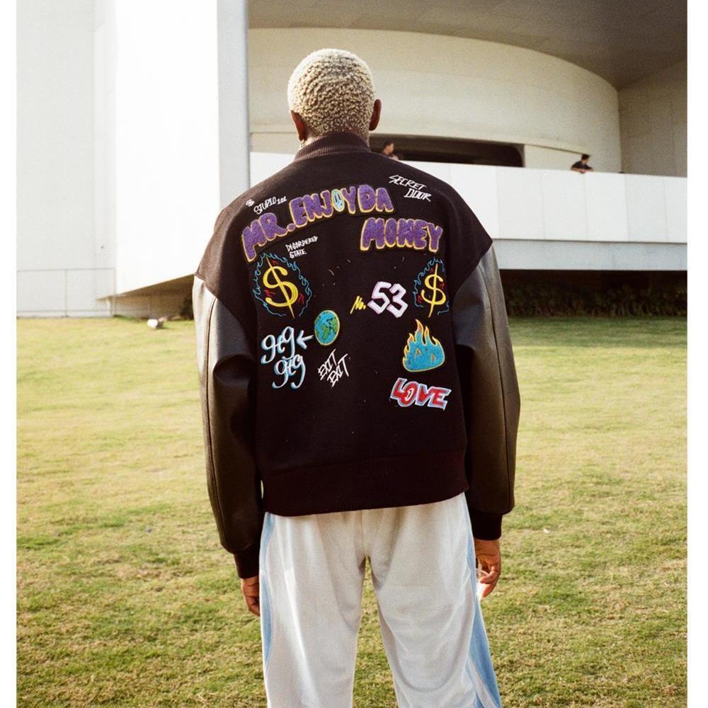 Áo Khoác Bóng Chày Dáng Rộng Thêu Chữ Phong Cách Hip-Hop Cá Tính Cho Nam