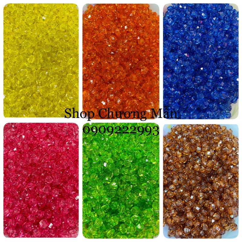 100G Chuỗi Hạt Pha Lê Nhựa 6-8-10-12mm Đủ Màu
