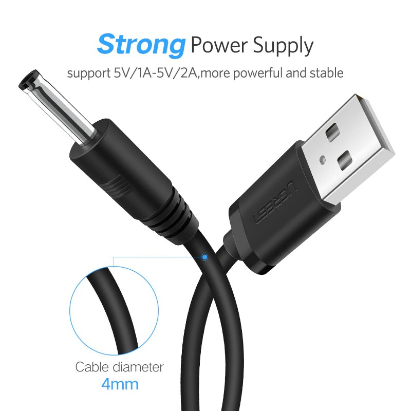 Dây cáp sạc cổng USB 3.5mm cho quạt/loa/đèn để bàn