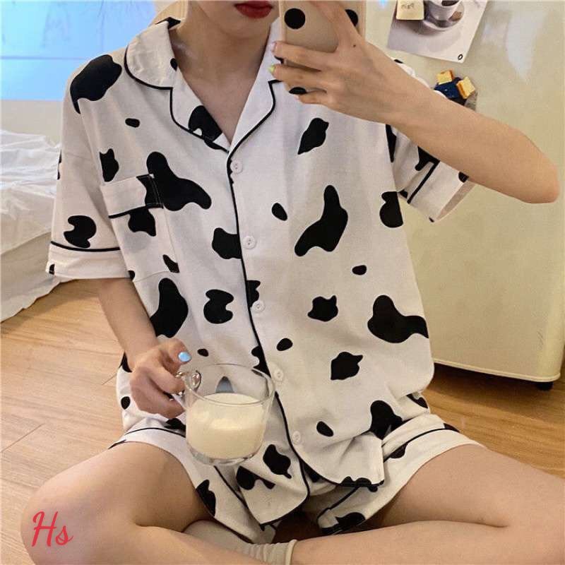 Bộ Đồ Ngủ Pijama Nam Nữ Chất Lụa Đũi Mát Mẻ, Đồ Đôi Bò Sữa Cực Kỳ Đáng Yêu TM Store | BigBuy360 - bigbuy360.vn